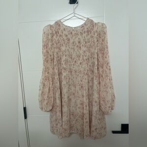 Wilfred Floral Mini Dress in Cream and Pink